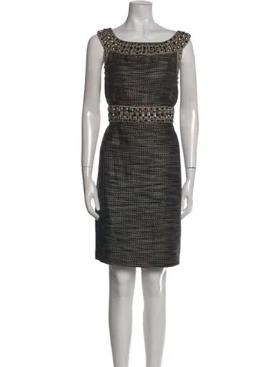 Pre-owned St. John Couture Bateau Neckline Knee-length Dress In Black
