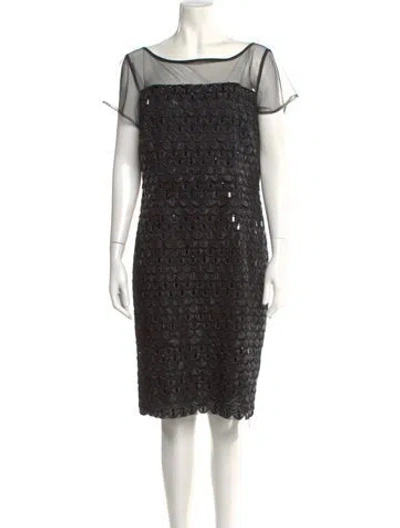 Pre-owned St. John Couture Bateau Neckline Knee-length Dress In Black