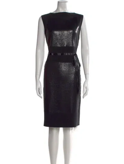 Pre-owned St. John Couture Bateau Neckline Knee-length Dress In Black