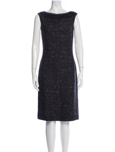 Pre-owned St. John Couture Bateau Neckline Knee-length Dress In Black