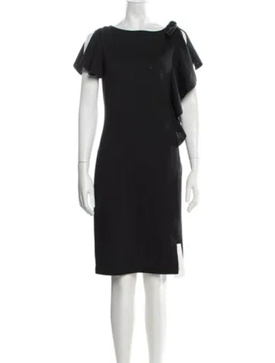 Pre-owned St. John Couture Bateau Neckline Knee-length Dress In Black