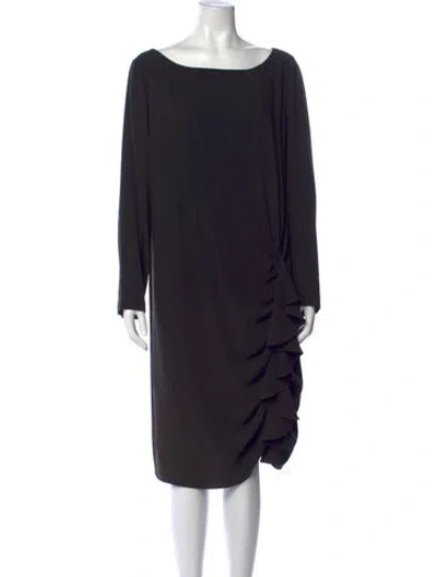 Pre-owned St. John Couture Bateau Neckline Knee-length Dress In Black