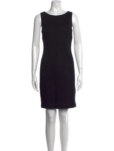 Pre-owned St. John Couture Bateau Neckline Knee-length Dress In Black/metallic