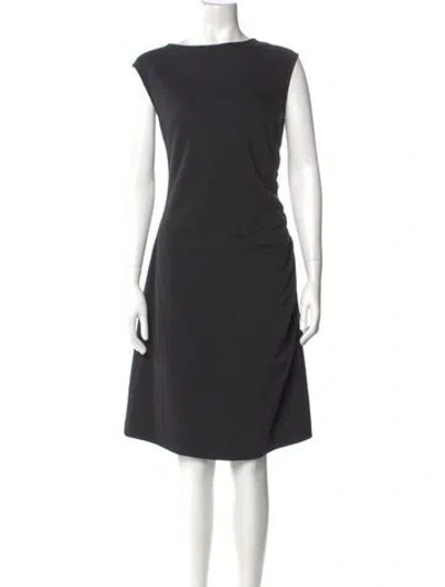 Pre-owned St. John Couture Bateau Neckline Knee-length Dress In Gray