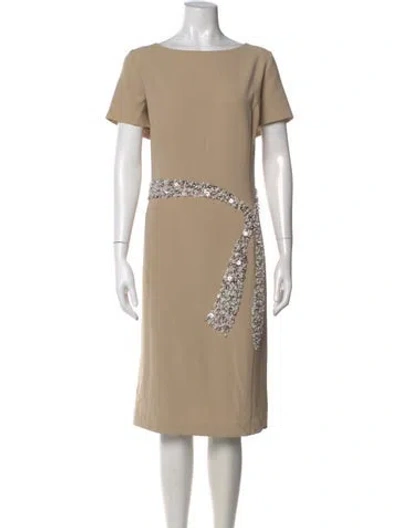 Pre-owned St. John Couture Bateau Neckline Midi Length Dress