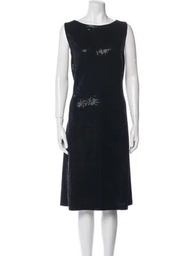 Pre-owned St. John Couture Bateau Neckline Midi Length Dress In Blue