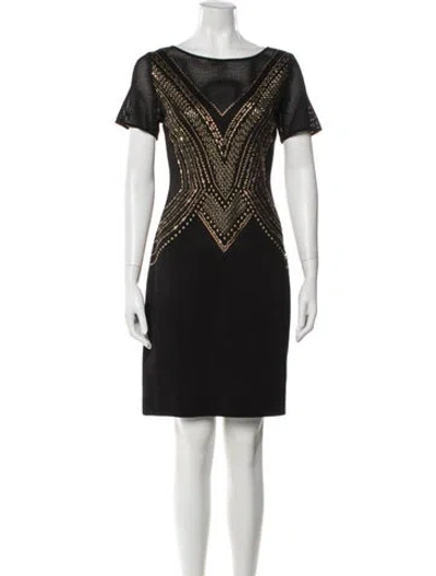 Pre-owned St. John Couture Bateau Neckline Mini Dress In Black
