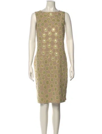 Pre-owned St. John Couture Bateau Neckline Mini Dress In Neutral
