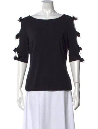 Pre-owned St. John Couture Bateau Neckline Three-quarter Sleeve Top In Black