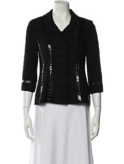 Pre-owned St. John Couture Biker Jacket In Black