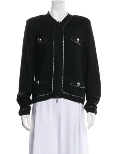 Pre-owned St. John Couture Bomber Jacket In Black