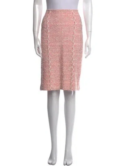 Pre-owned St. John Couture Braided Accents Knee-length Skirt In Pink