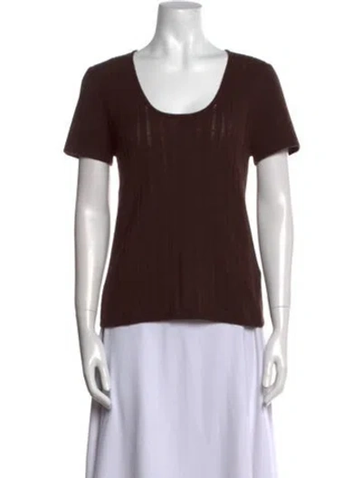 Pre-owned St. John Couture Cashmere Scoop Neck Sweater In Brown