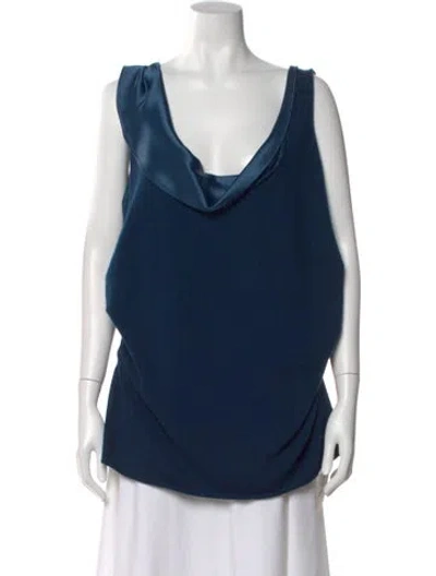 Pre-owned St. John Couture Cashmere Scoop Neck Top In Blue