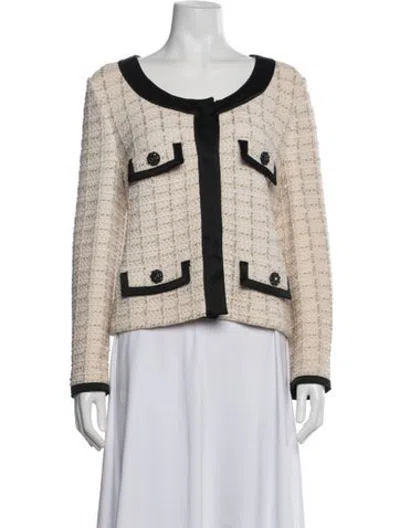 Pre-owned St. John Couture Cashmere Tweed Pattern Jacket In Neutrals