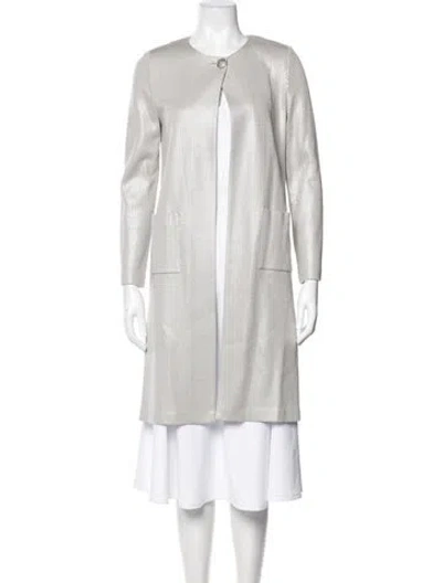 Pre-owned St. John Couture Coat In Silver