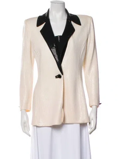 Pre-owned St. John Couture Colorblock Pattern Blazer In Neutral
