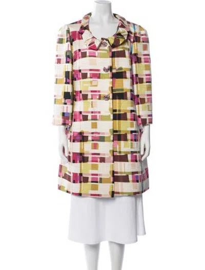 Pre-owned St. John Couture Colorblock Pattern Coat In Multicolor
