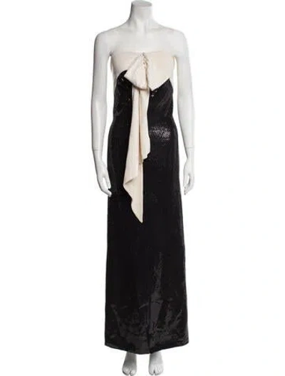 Pre-owned St. John Couture Colorblock Pattern Long Dress In Black