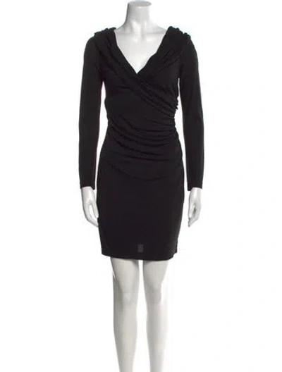 Pre-owned St. John Couture Cowl Neck Knee-length Dress In Black