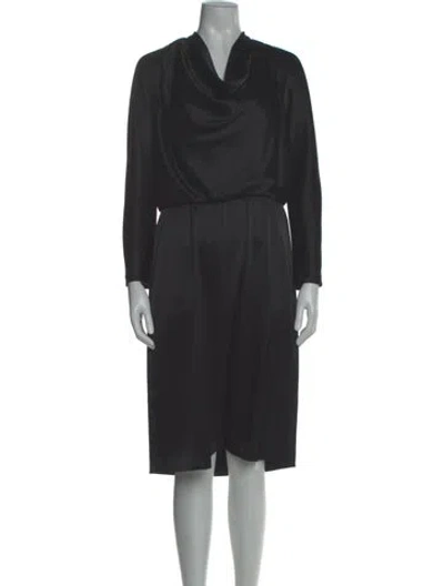 Pre-owned St. John Couture Cowl Neck Knee-length Dress In Black