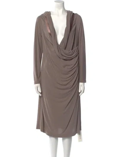 Pre-owned St. John Couture Cowl Neck Knee-length Dress In Brown