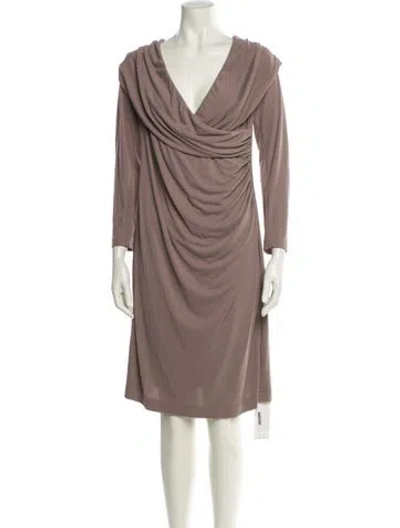 Pre-owned St. John Couture Cowl Neck Knee-length Dress In Purple