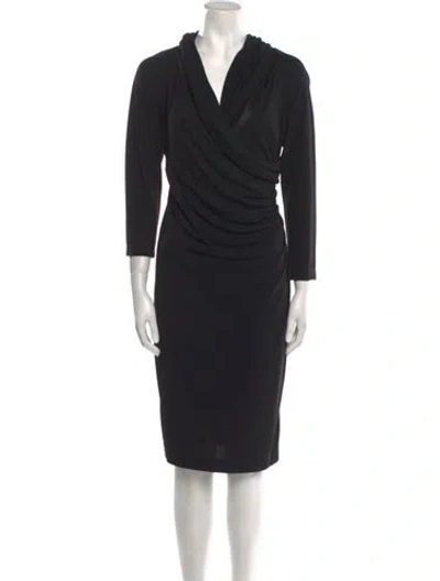 Pre-owned St. John Couture Cowl Neck Midi Length Dress In Black