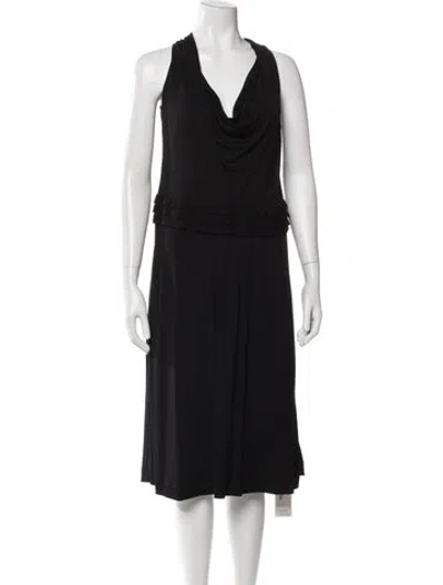 Pre-owned St. John Couture Cowl Neck Midi Length Dress In Black