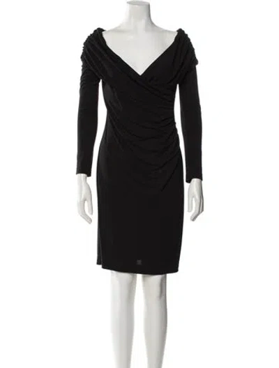Pre-owned St. John Couture Cowl Neck Mini Dress In Black