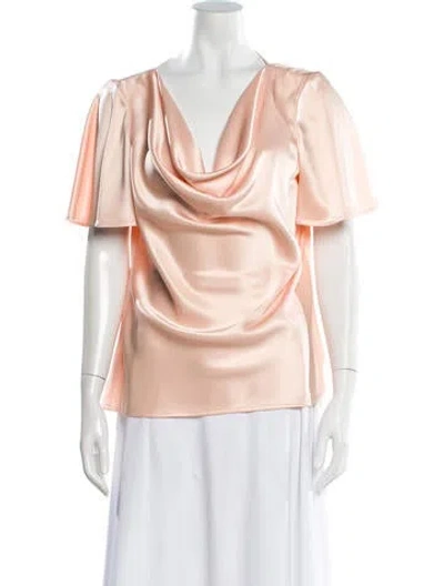 Pre-owned St. John Couture Cowl Neck Short Sleeve Blouse In Pink