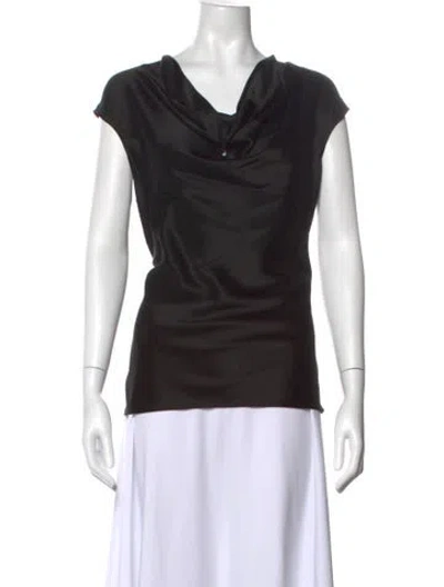 Pre-owned St. John Couture Cowl Neck Short Sleeve Top In Black