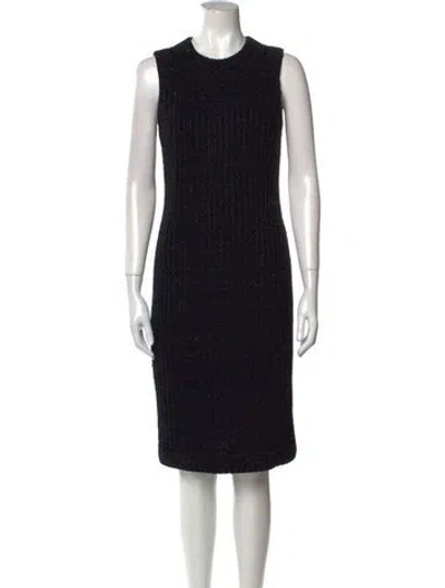 Pre-owned St. John Couture Crew Neck Knee-length Dress In Black