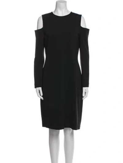 Pre-owned St. John Couture Crew Neck Knee-length Dress In Black