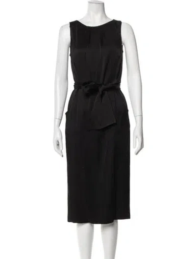 Pre-owned St. John Couture Crew Neck Knee-length Dress In Black