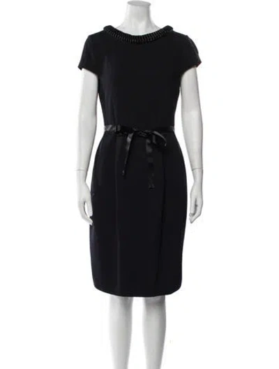 Pre-owned St. John Couture Crew Neck Knee-length Dress In Black