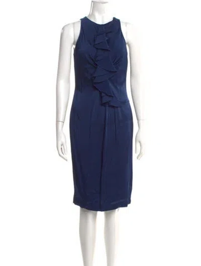 Pre-owned St. John Couture Crew Neck Knee-length Dress W/ Tags In Blue