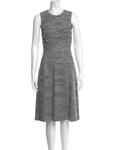 Pre-owned St. John Couture Crew Neck Midi Length Dress In Multi