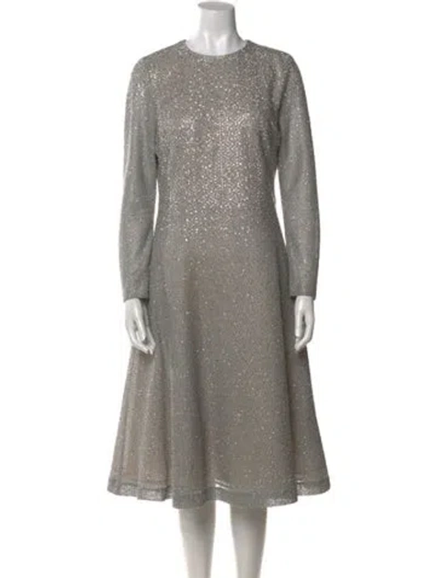 Pre-owned St. John Couture Crew Neck Midi Length Dress In Neutral