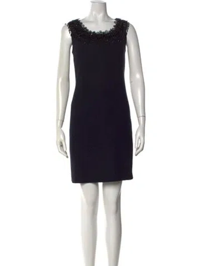 Pre-owned St. John Couture Crew Neck Mini Dress In Black