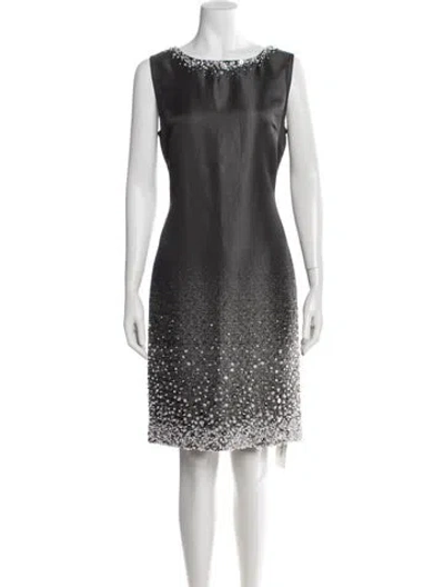 Pre-owned St. John Couture Crew Neck Mini Dress In Grey