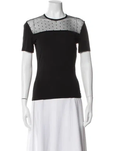 Pre-owned St. John Couture Crew Neck Short Sleeve Top In Black