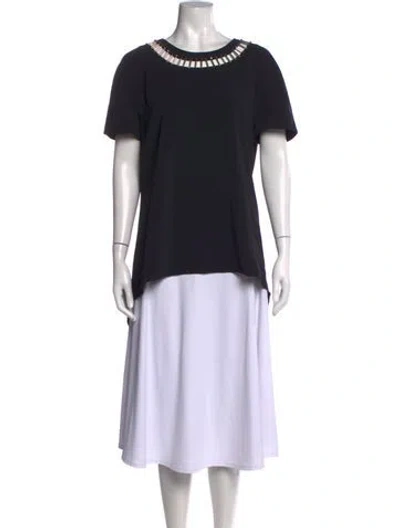 Pre-owned St. John Couture Crew Neck Short Sleeve Top In Black