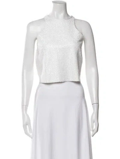 Pre-owned St. John Couture Crew Neck Sleeveless Top W/ Tags In White
