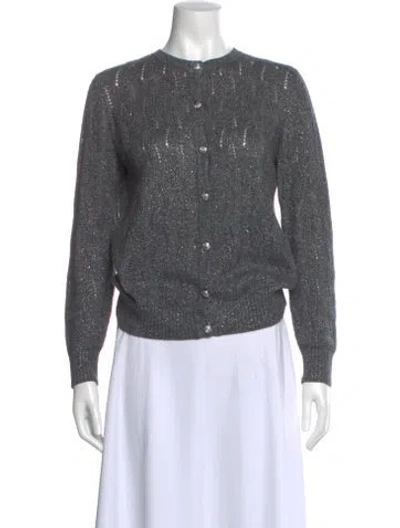 Pre-owned St. John Couture Crew Neck Sweater In Gray