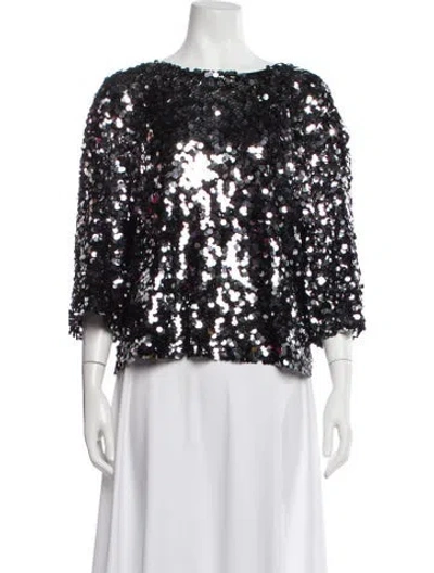 Pre-owned St. John Couture Crew Neck Three-quarter Sleeve Top In Multi
