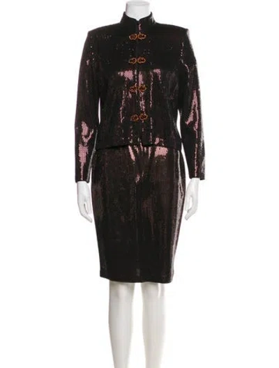 Pre-owned St. John Couture Crystal Embellishments Skirt Set