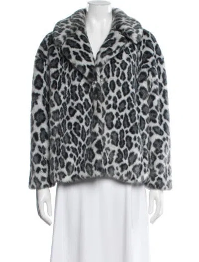 Pre-owned St. John Couture Faux Fur Animal Print Faux Fur Coat In Multi