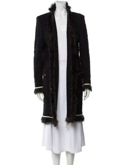 Pre-owned St. John Couture Faux Fur Coat In Black