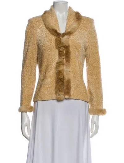 Pre-owned St. John Couture Faux Fur Jacket In Brown